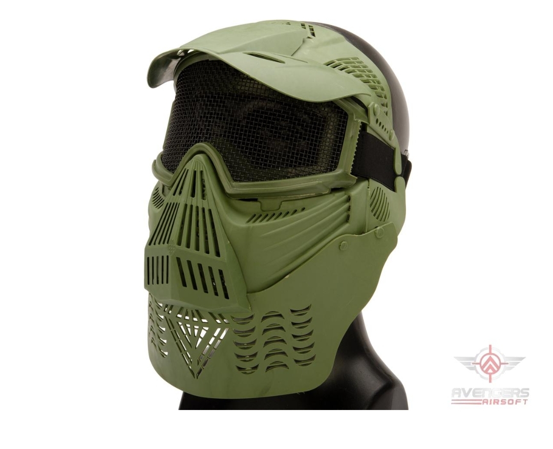Máscara protección malla Ful Face Ajustable Desarmable (Verde-Desert-Negro)