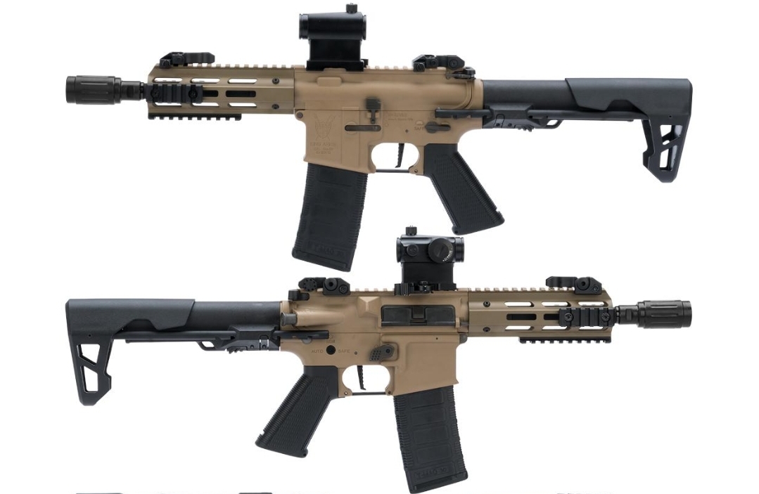 King Arms M4 PDW SBR Airsoft AEG Rifle color Tan (No incluye Mira)